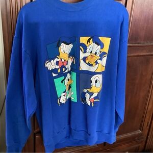 Disney Blue Crewneck Sweater with Donald Duck Panels